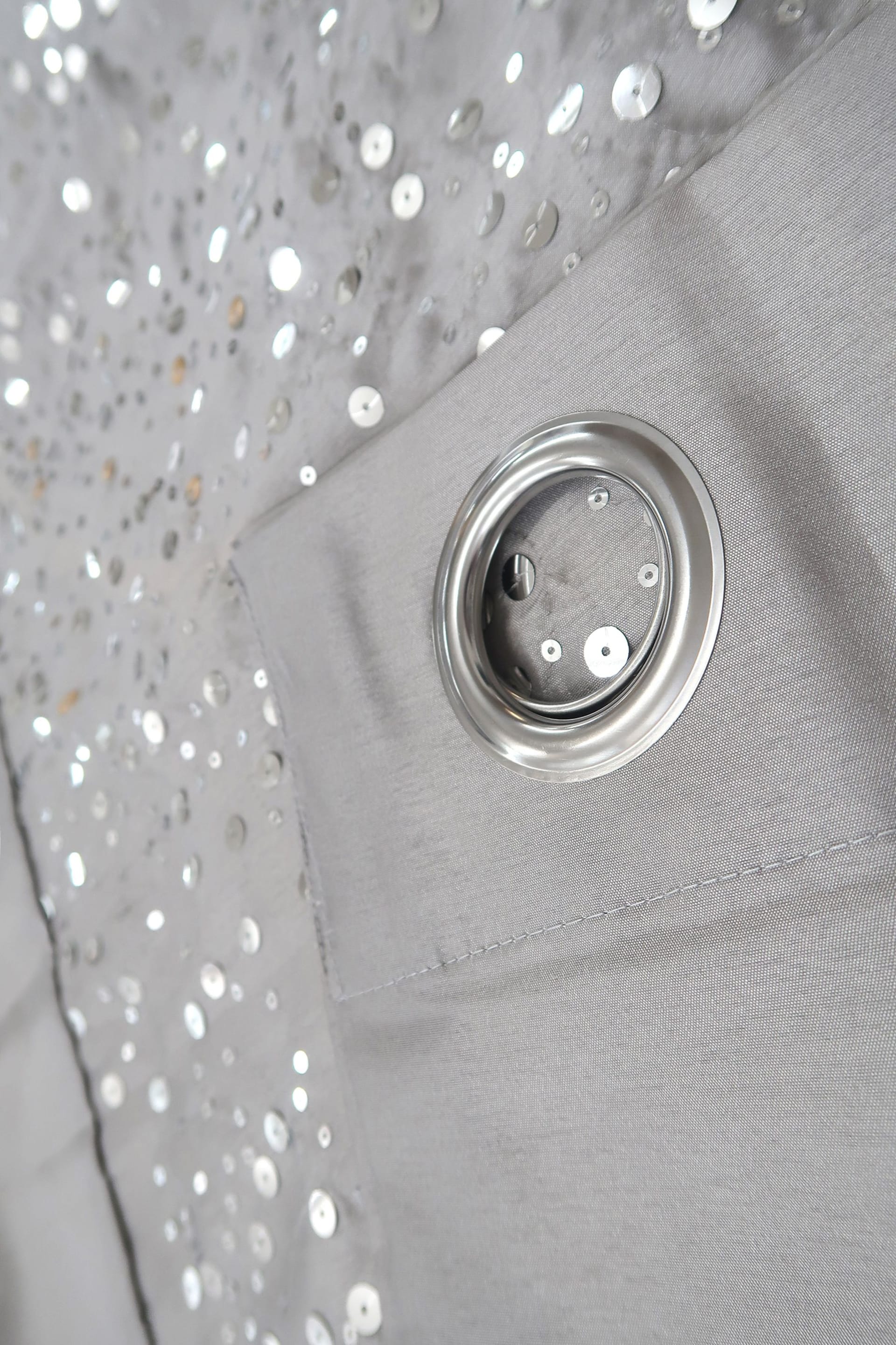 Catherine Lansfield Grey Glitzy Sequin Eyelet Lined Curtains - Image 3 of 4