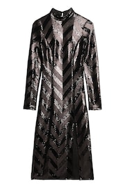 Superdry Black Deco Sequin Chevron Open Back Midi Dress - Image 3 of 5