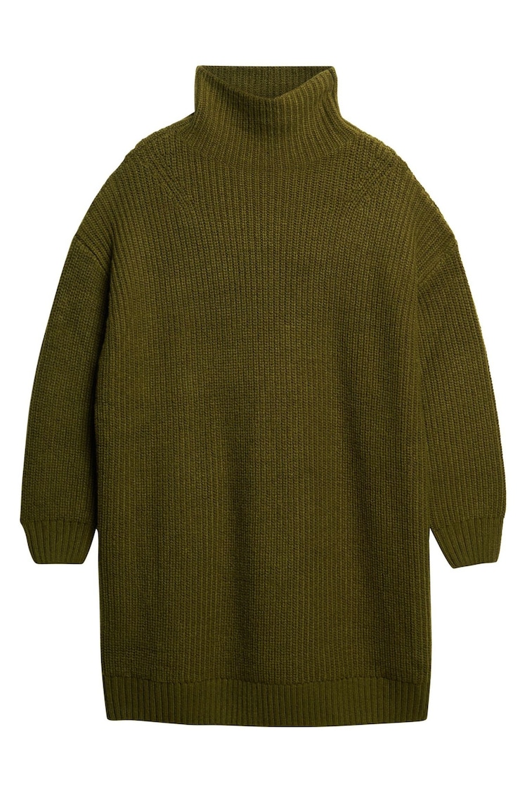 Superdry Dark Moss Green Chunky Rib Knit Jumper Dress - Image 3 of 3