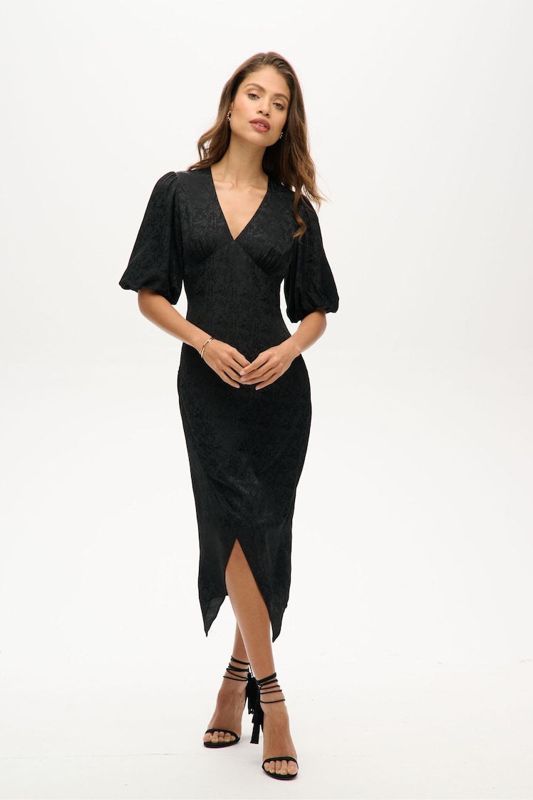 Superdry Black Short Sleeve Midi Dress - Image 1 of 6