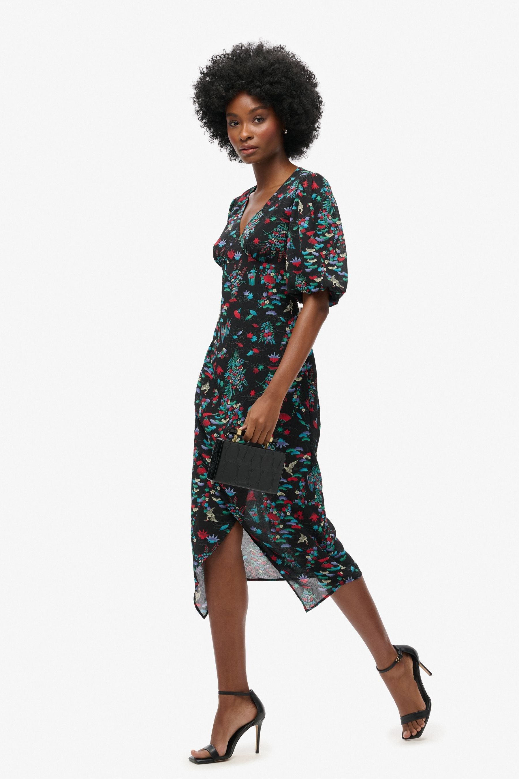 Black sheer midi dress outlet