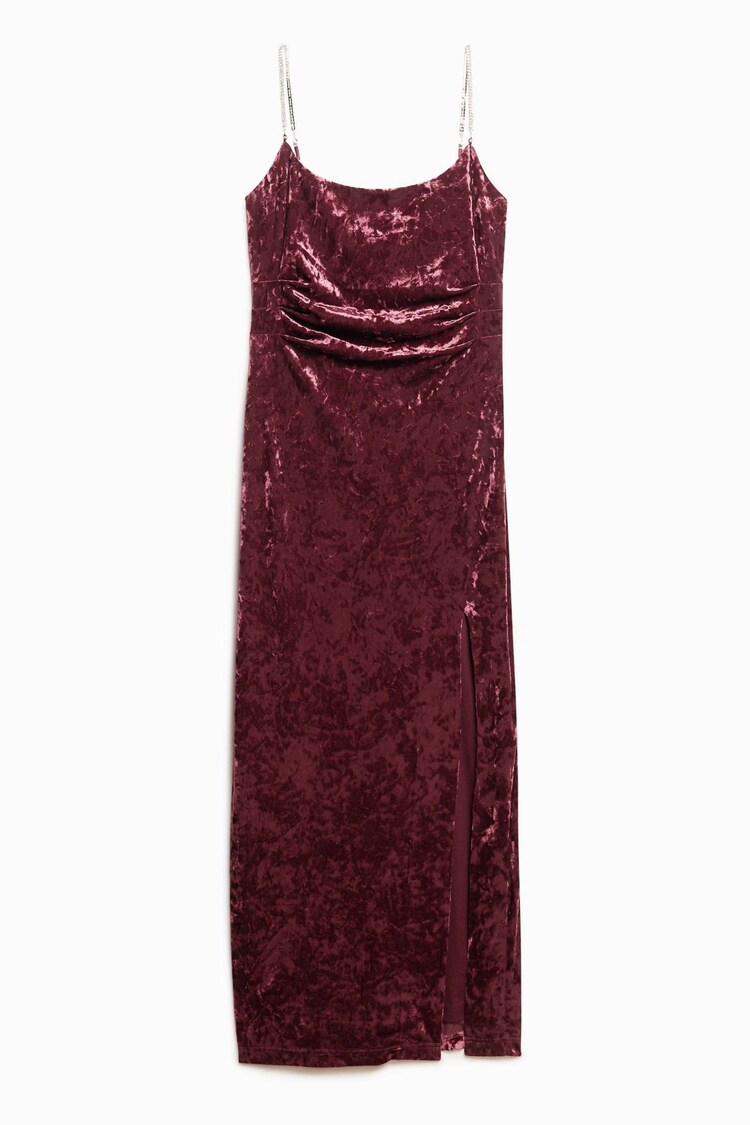 Superdry Maroon Crush Diamonte Velvet Maxi Dress - Image 2 of 3