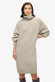 Superdry Light Grey Twist Chunky Rib Knit Jumper Dress - Image 1 of 4