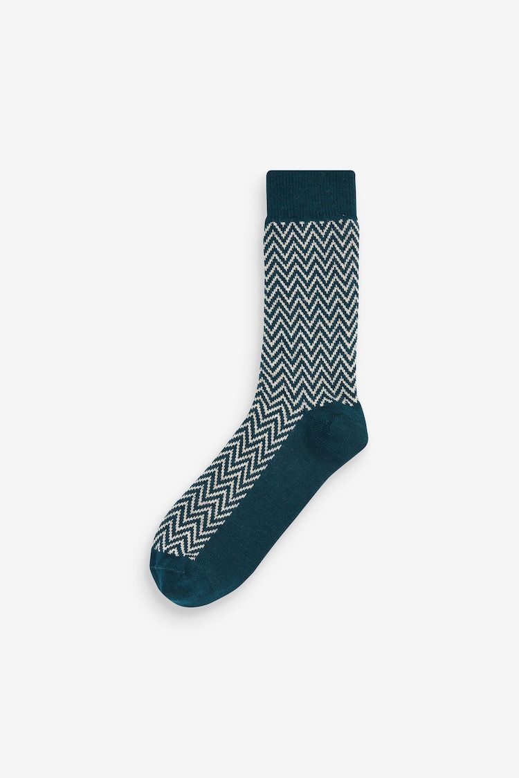 Zig Zag 4 Pack Pattern Heavyweight Socks - Image 2 of 6