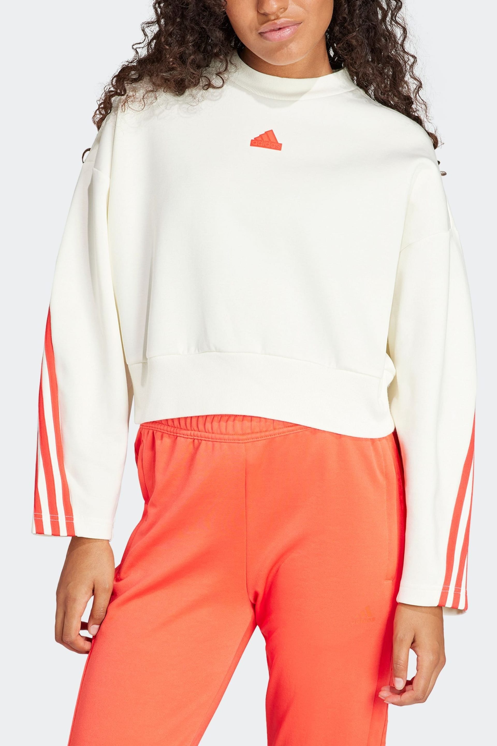 adidas White Sportswear Future Icons 3-Stripes Sweatshirt - Image 3 of 6