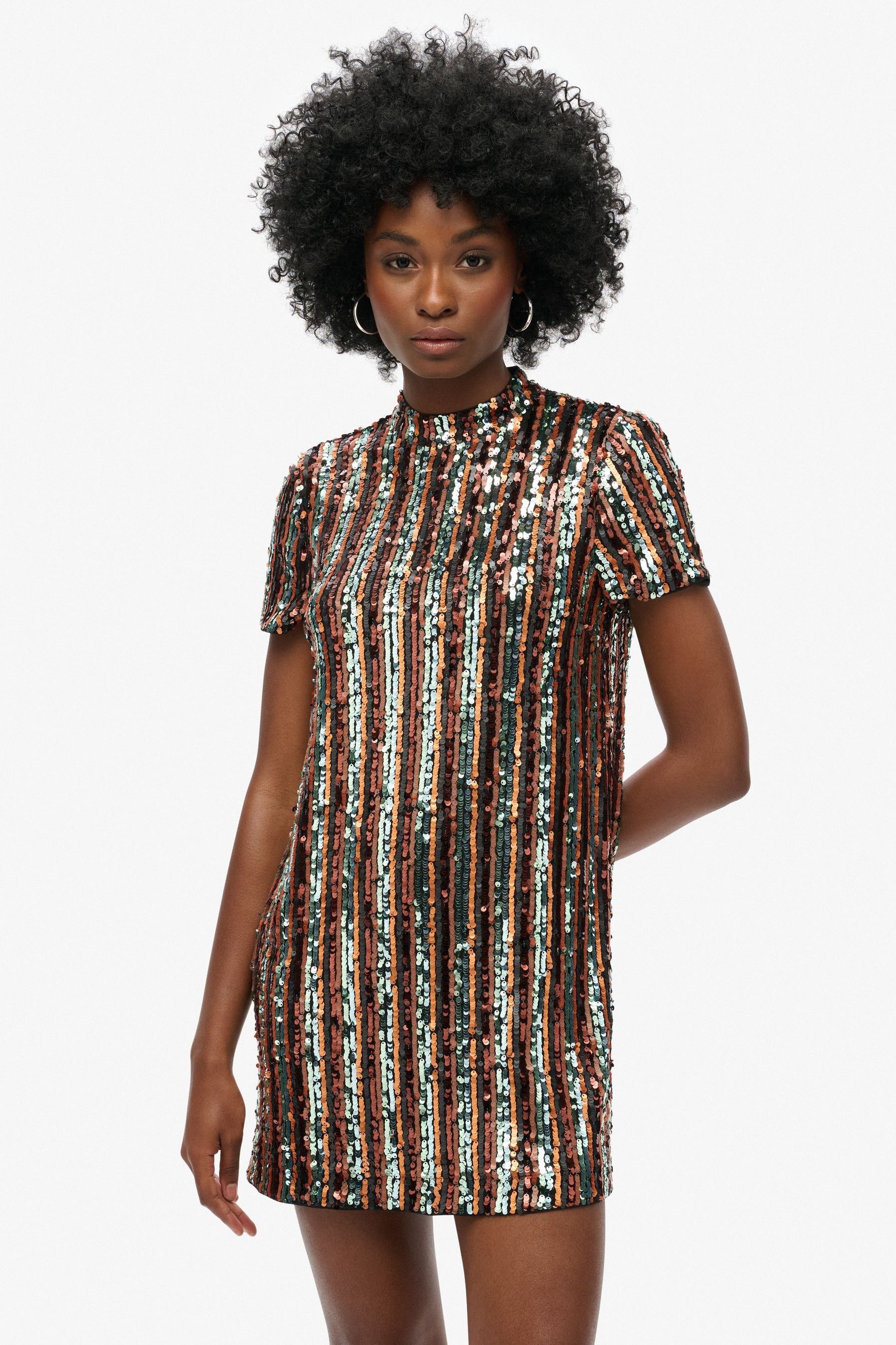 Buy Superdry Multi Sequin Sequin T Shirt Mini Dress from Next Luxembourg