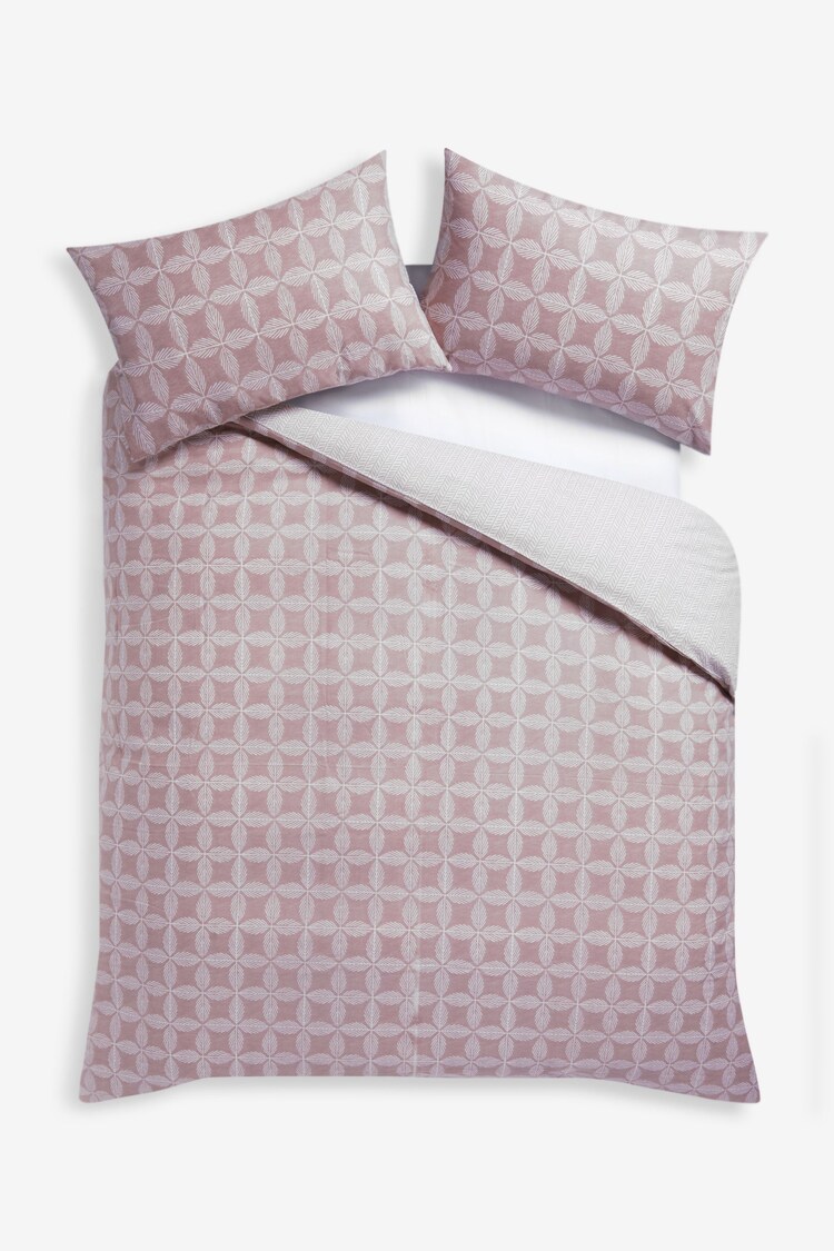 2 Pack Pink Tile Reversible Duvet Cover and Pillowcase Set - Image 7 of 10
