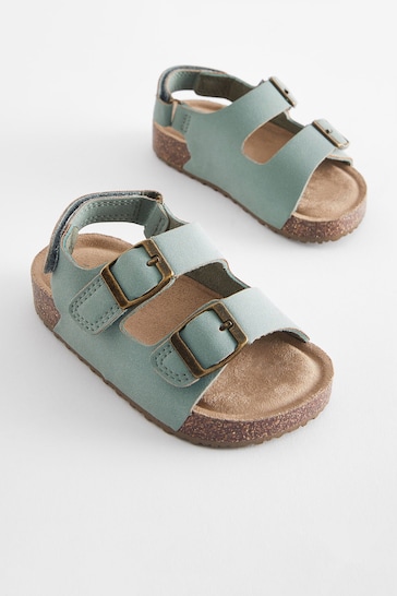 Mint Green Wide Fit (G) Double Buckle Cushioned Footbed Sandals