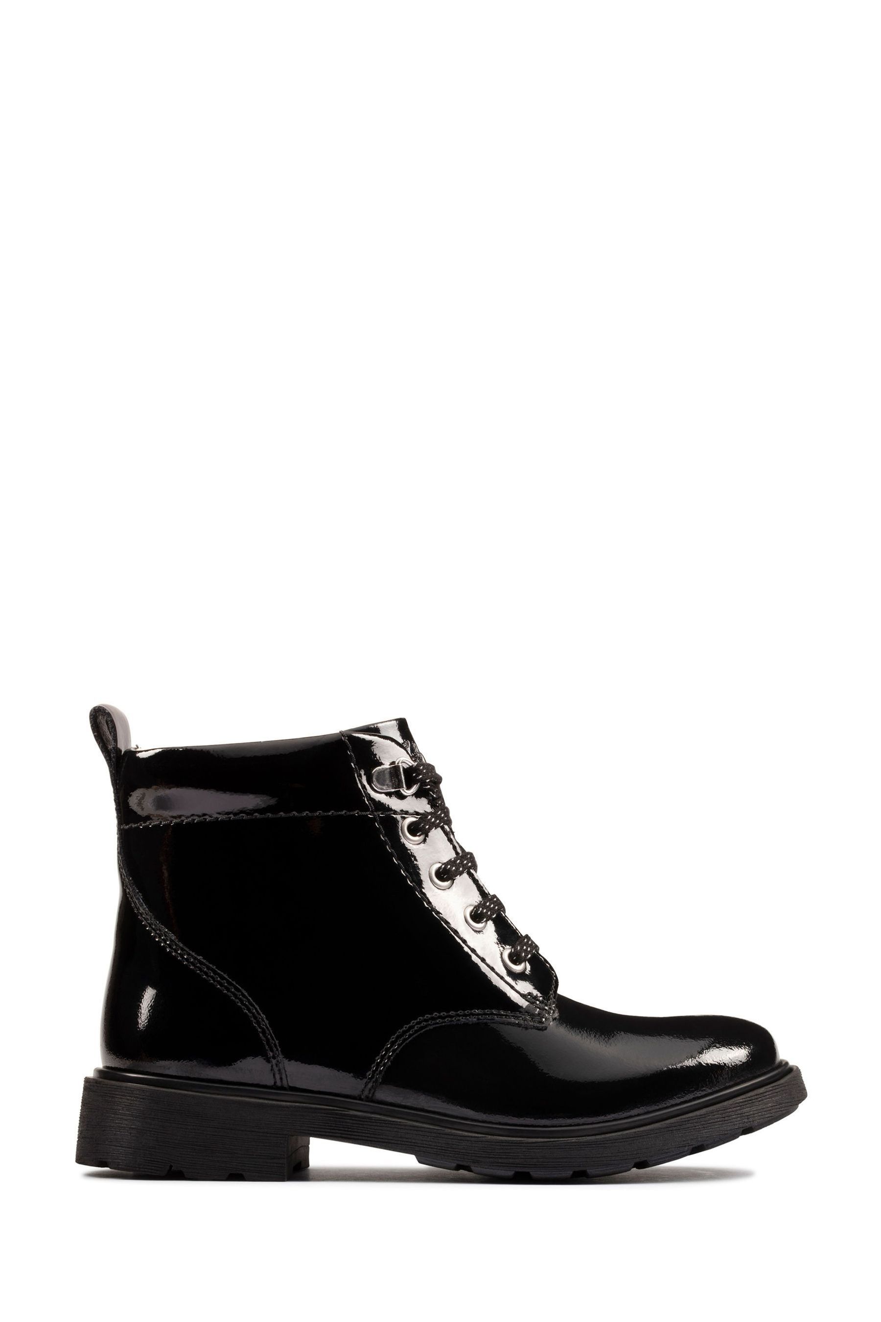 Clarks patent boots shop black