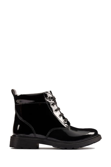 Clarks Black Multi Fit Patent Astrol Lace Boots
