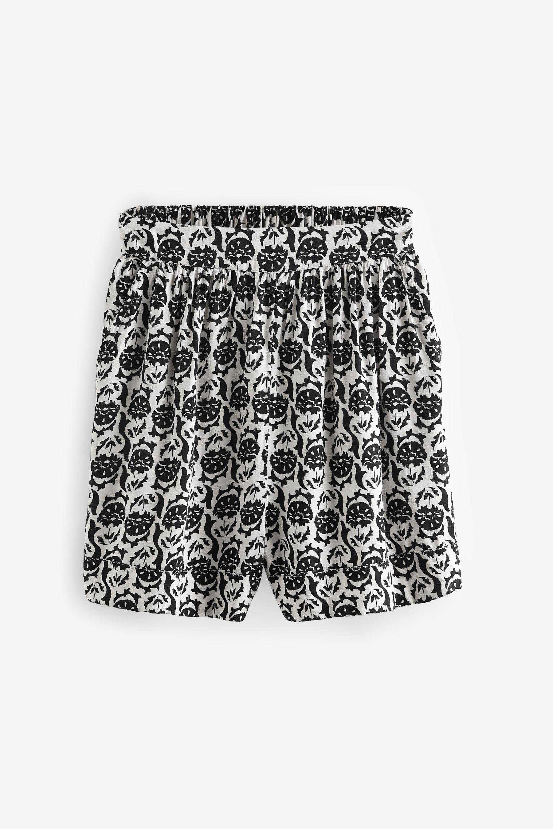 White Black Pull On Shorts