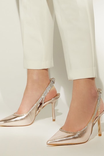 Dune London Natural Cinematic Knot Back Slingback Courts