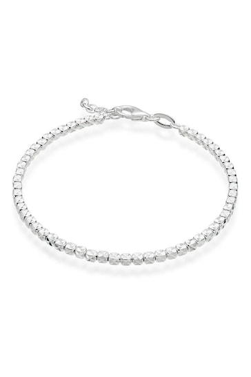 Beaverbrooks Sterling Silver Sparkle Cut Cube Bracelet