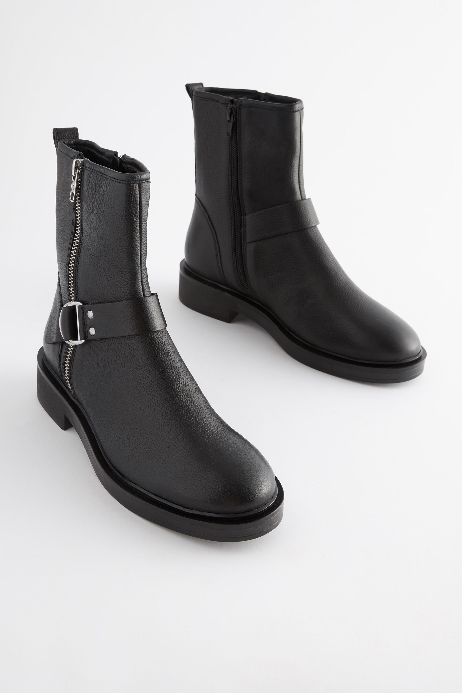 Buy Black Extra Wide Fit Forever Comfort D Ring Biker Ankle Boots from Next Luxembourg