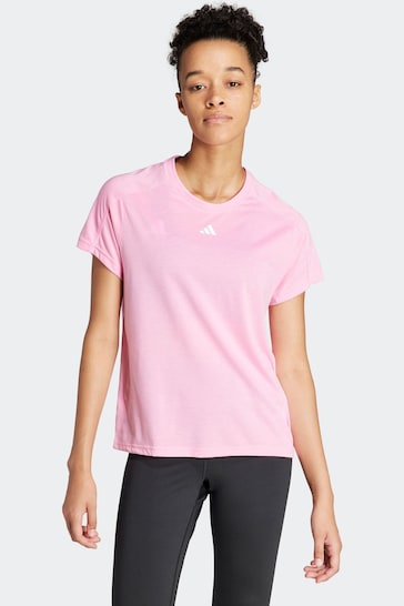 adidas Pink Aeroready Train Essentials Minimal Branding Crewneck T-Shirt