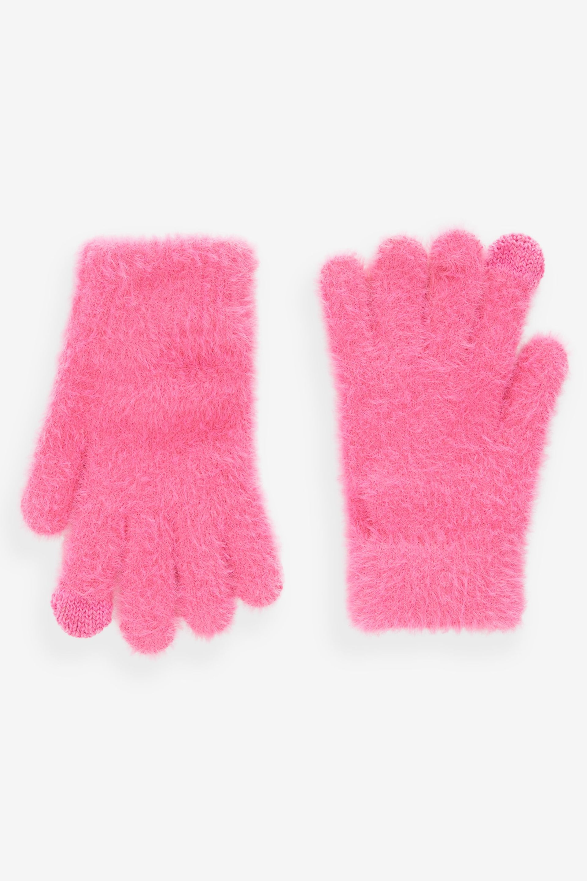 Bright Pink Fluffy Gloves (3-16yrs) - Image 1 of 1