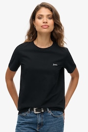 Superdry Black Essential Logo Emb T-Shirt - Image 1 of 4