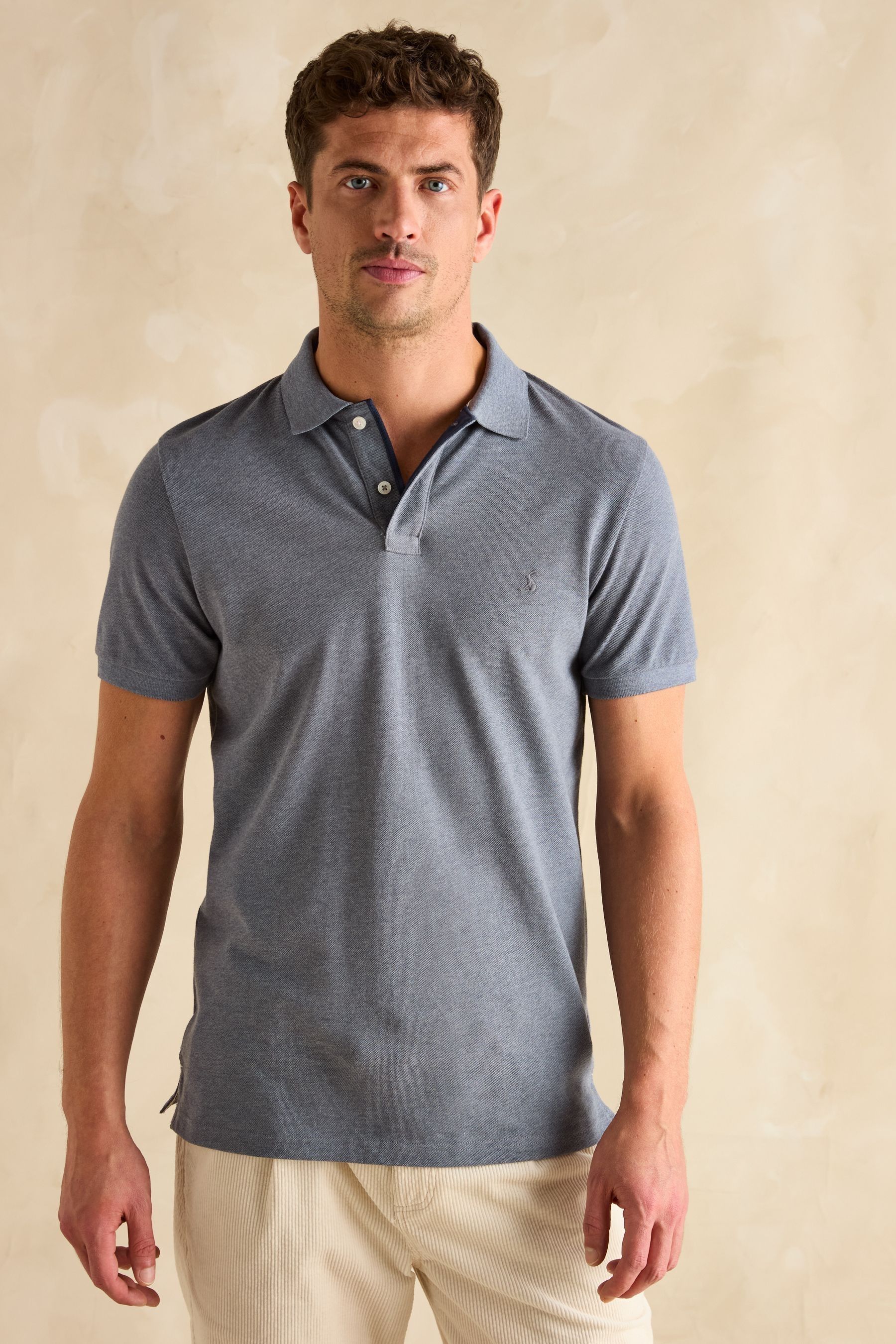 Grey pique polo top