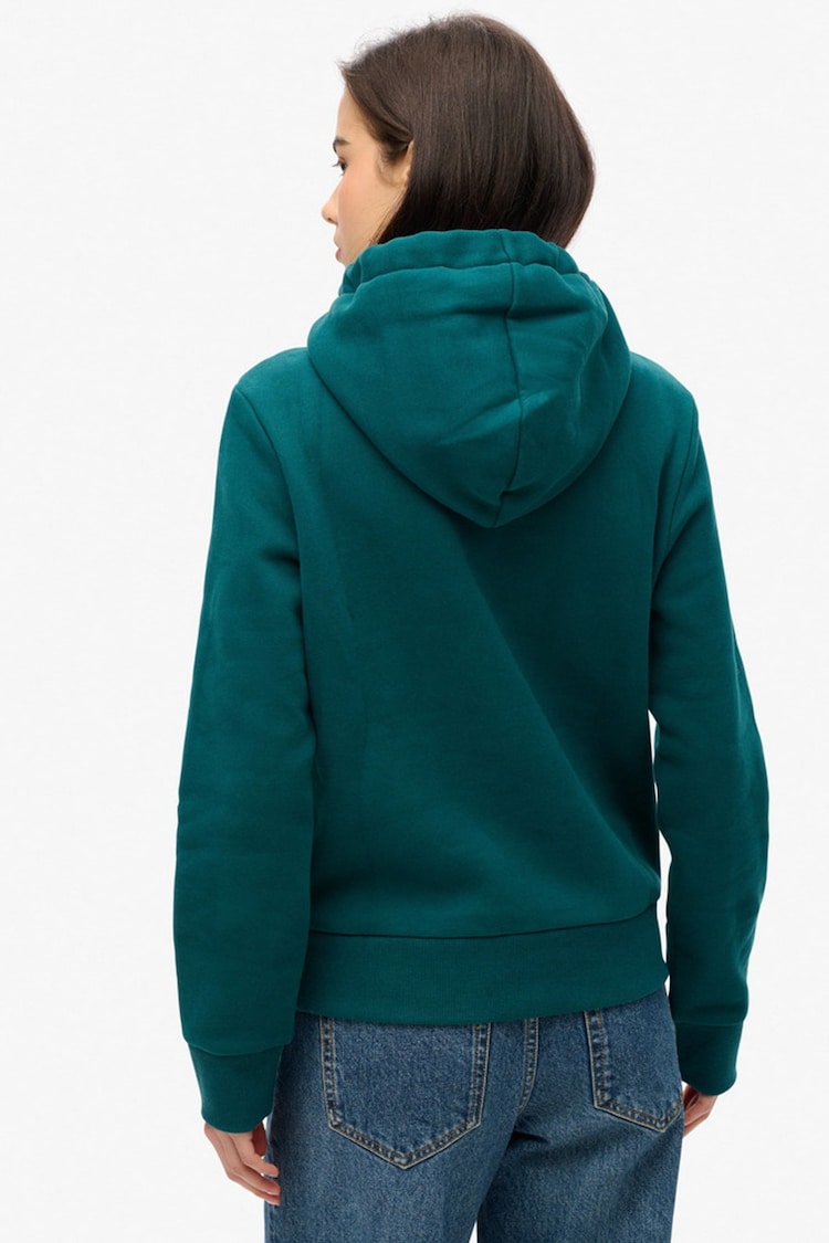 Superdry Deep Teal Luxe Metallic Logo Hoodie - Image 2 of 4