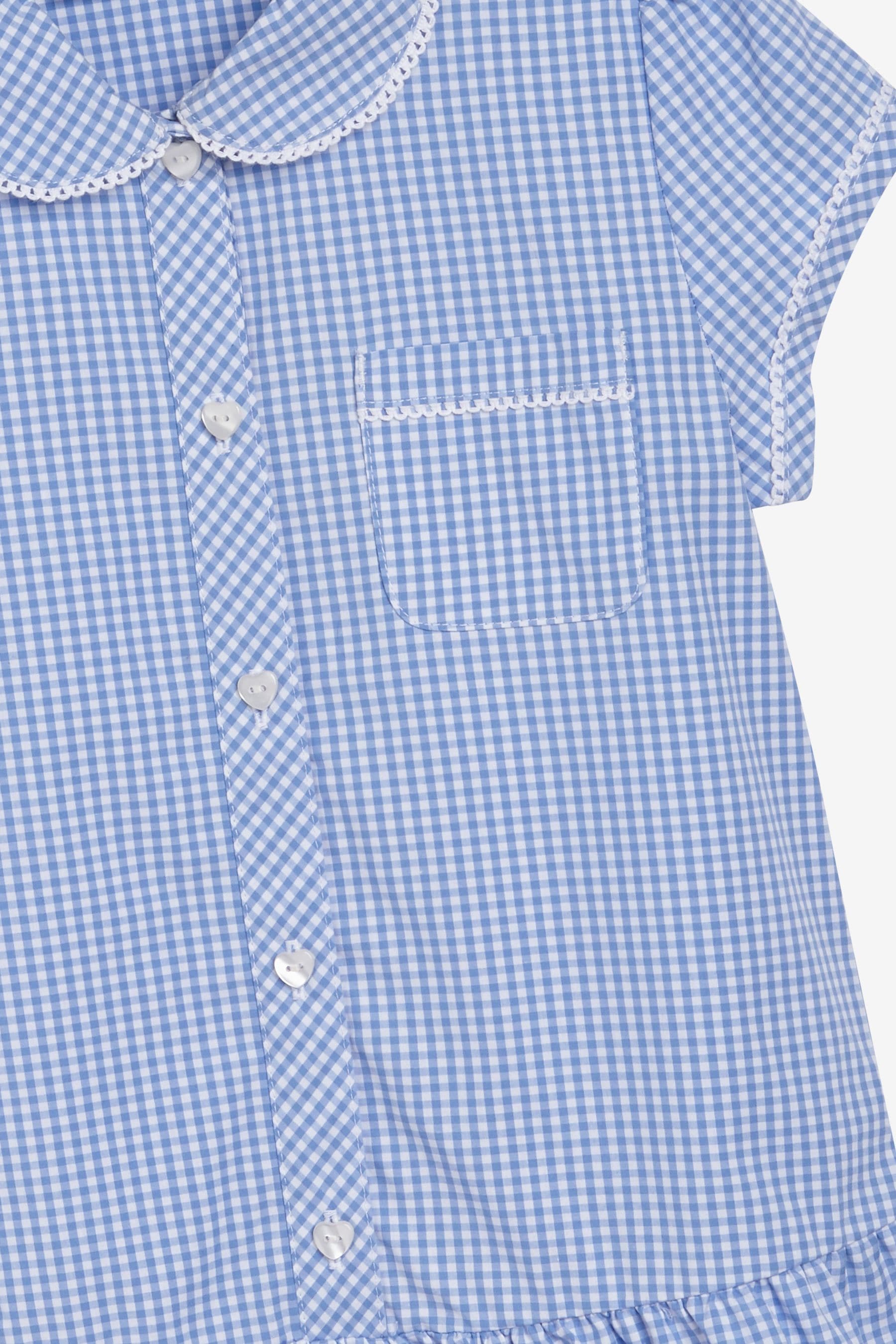Blue Cotton Rich Drop Waist Gingham School Dress 3 14yrs