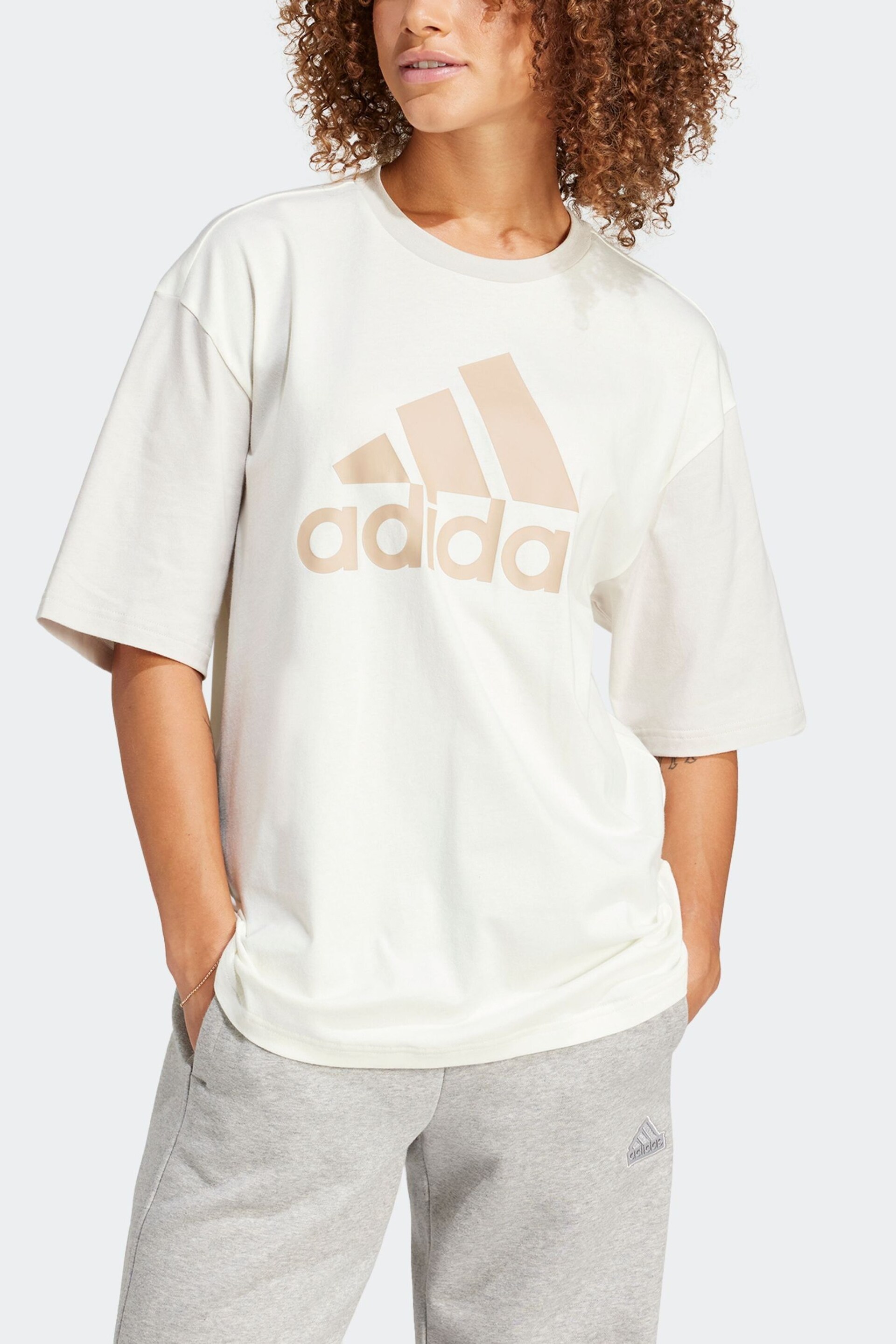 adidas White Boyfriend Sportswear Essentials Big Logo T-Shirt - Image 3 of 6