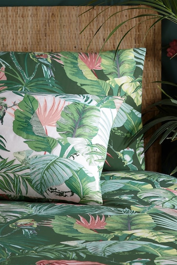 furn. Jade Green Amazonia Rainforest Reversible Duvet Cover and Pillowcase Set