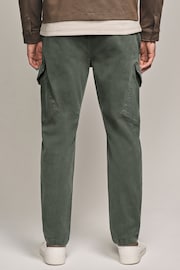 Khaki Green Regular Fit Soft Touch Textured Cargo Trousers - Image 3 of 11