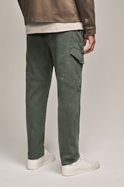 Khaki Green Regular Fit Soft Touch Textured Cargo Trousers - Image 5 of 11