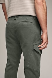 Khaki Green Regular Fit Soft Touch Textured Cargo Trousers - Image 7 of 11