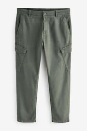 Khaki Green Regular Fit Soft Touch Textured Cargo Trousers - Image 8 of 11