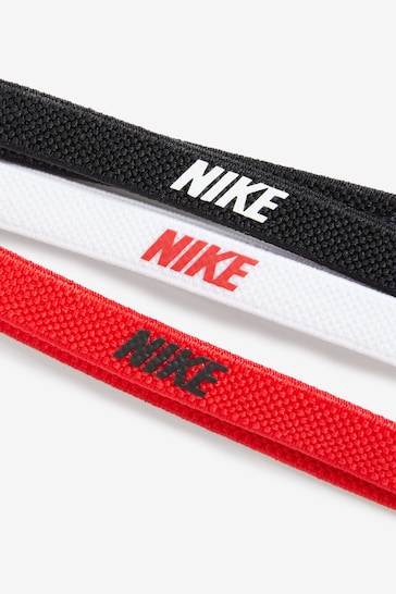 Nike Red/Black Elastic 2.0 Headbands 3 Pack
