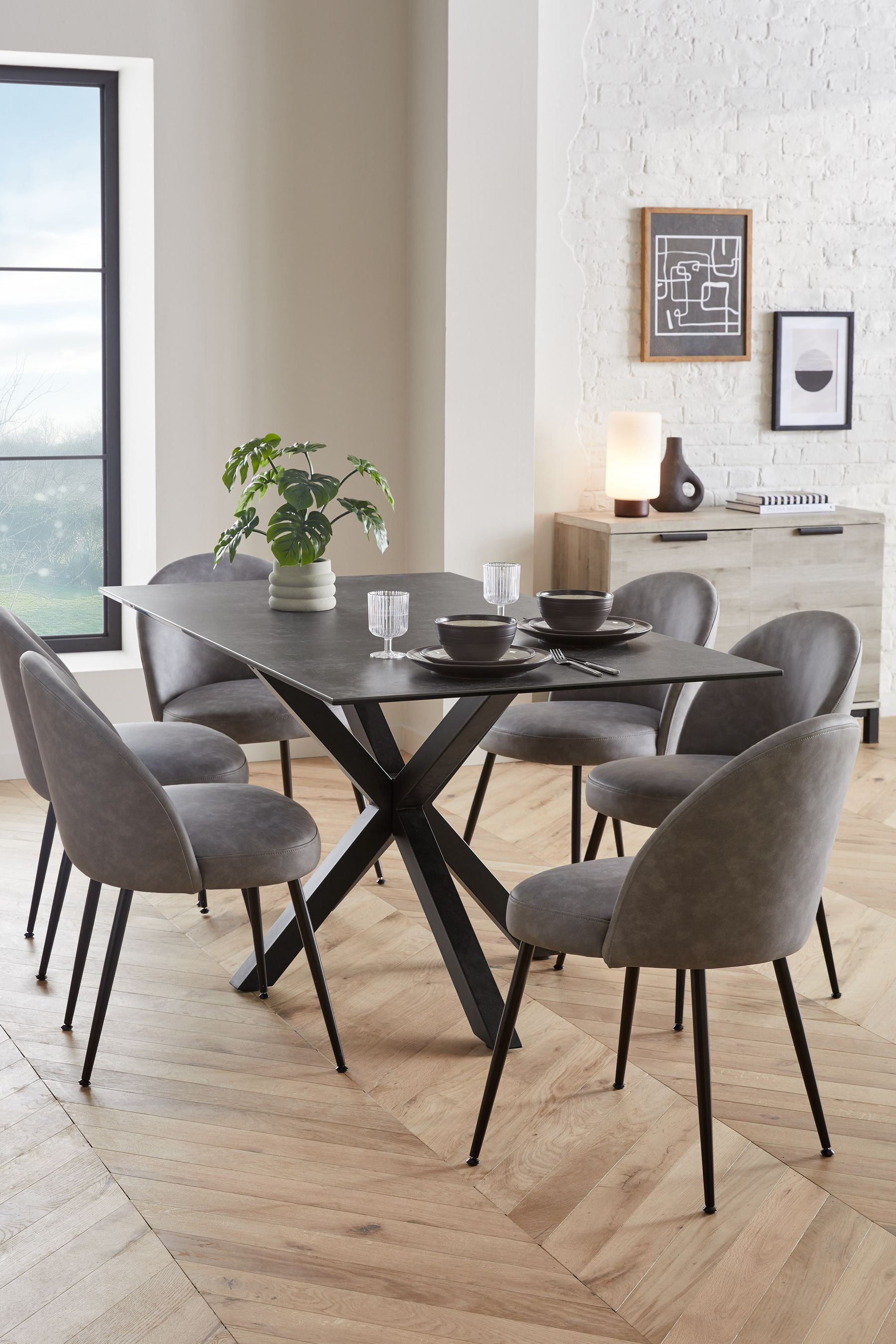 Kenzo 9 piece dining set grey clearance