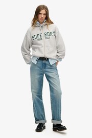 Superdry Cadet Grey Marl College Logo Boyfriend Zip Hoodie - Image 2 of 6