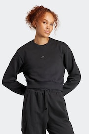 adidas Black Sportswear All Szn Fleece Crop Sweatshirt - Image 1 of 7