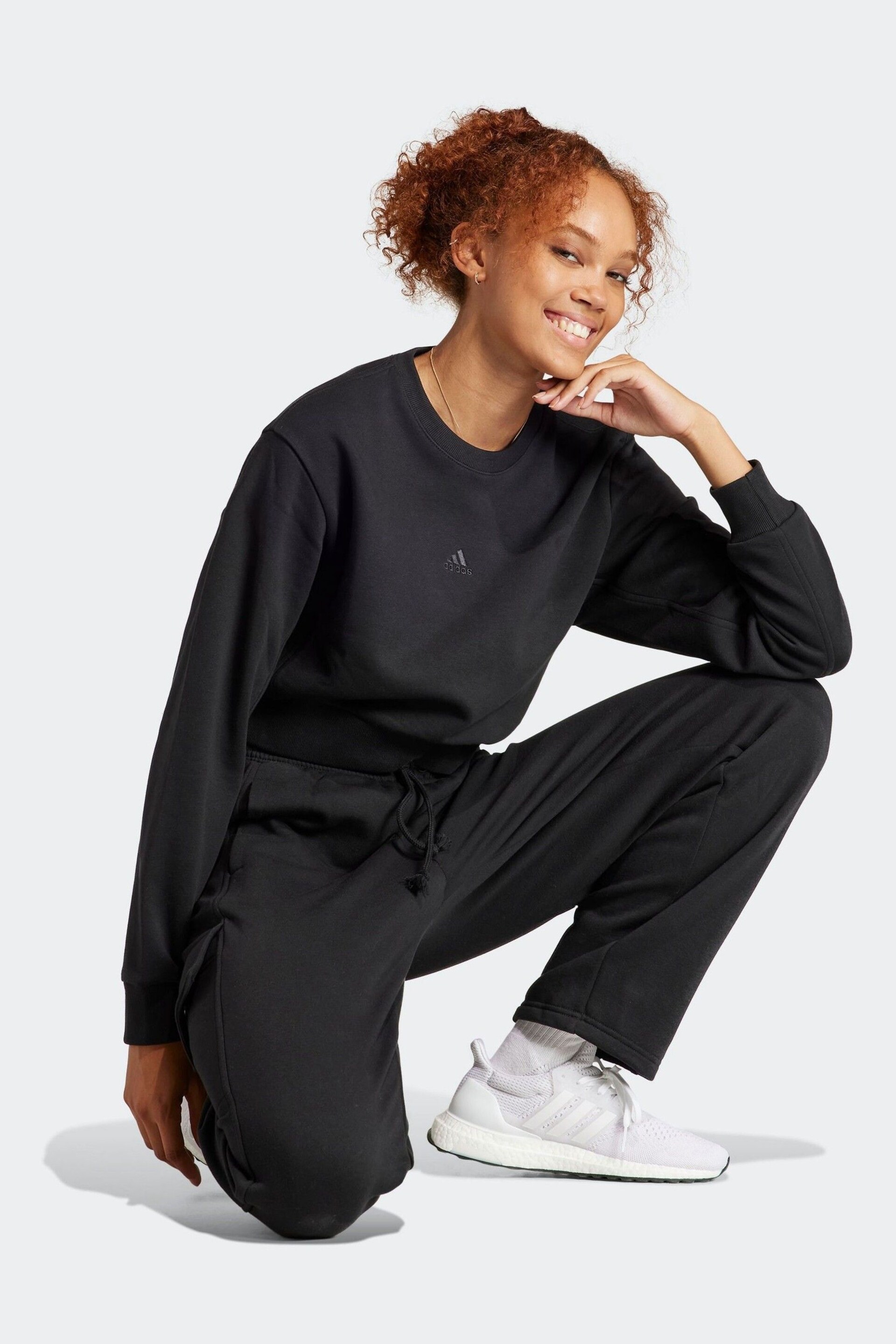 adidas Black Sportswear All Szn Fleece Crop Sweatshirt - Image 3 of 7