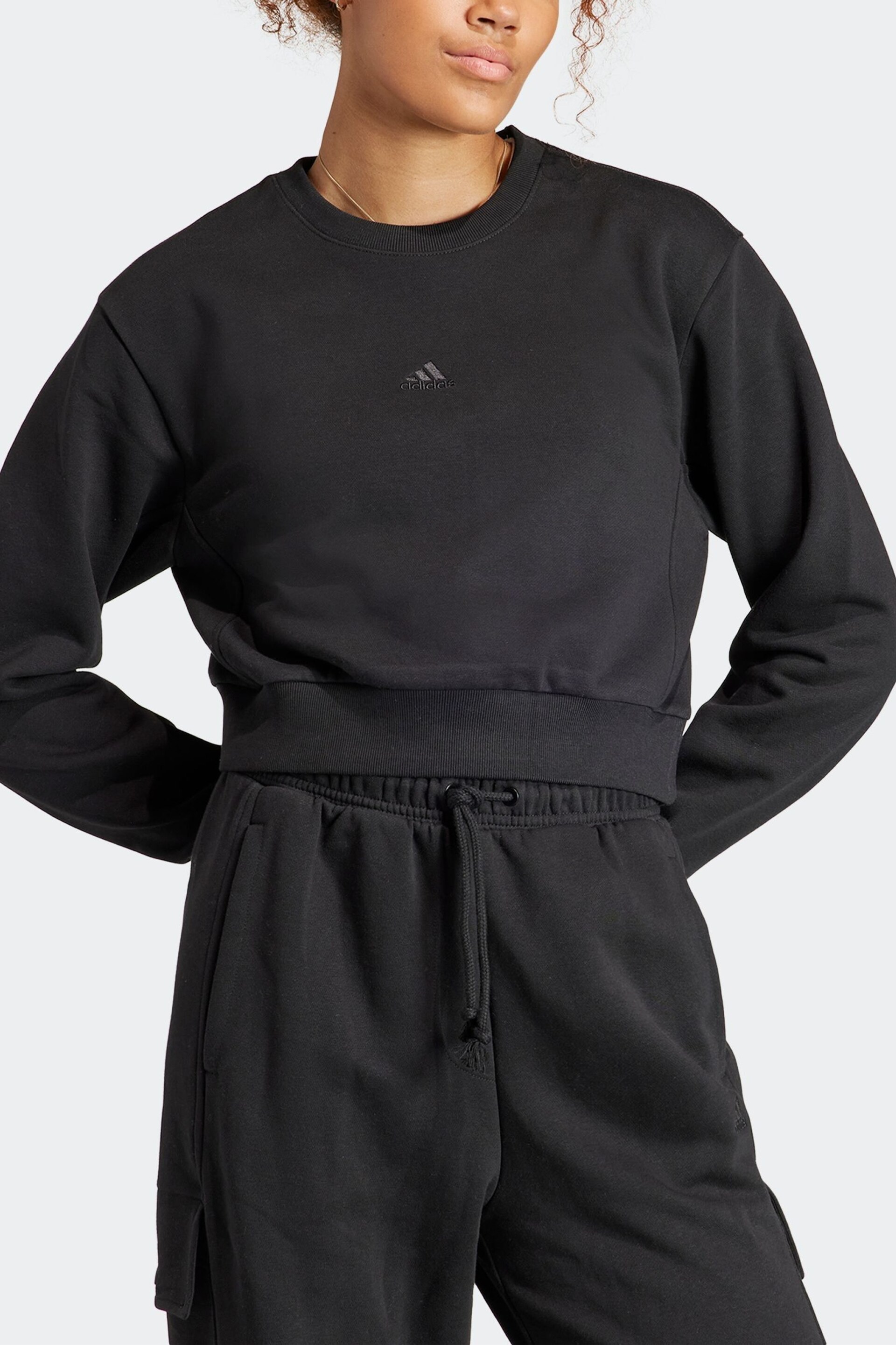 adidas Black Sportswear All Szn Fleece Crop Sweatshirt - Image 4 of 7