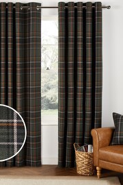 Green Next Cedar Check Eyelet Lined Curtains - Image 1 of 5