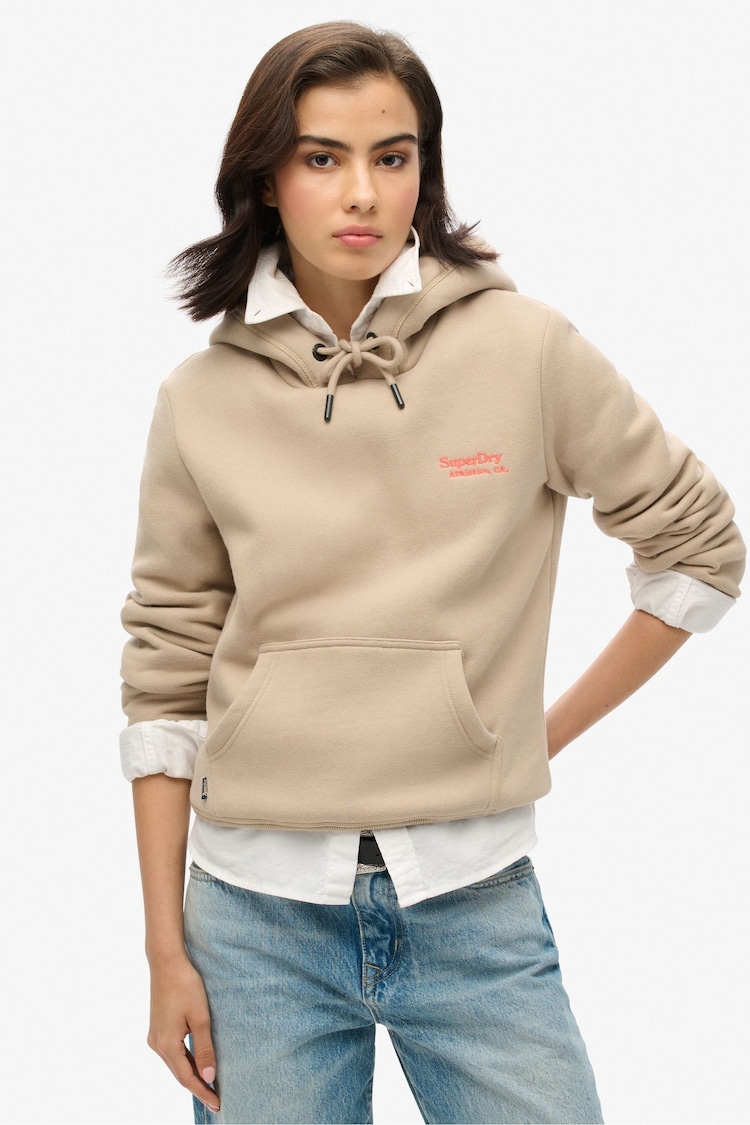 Superdry Cobblestone Grey Essential Logo Hoodie - Image 1 of 4