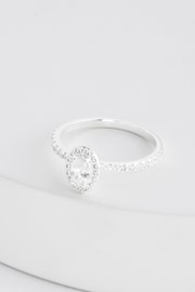 Sterling Silver Plated Oval Halo Sparkle Ring - Image 5 of 5
