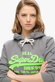 Superdry Mid Grey Neon vl Emb Graphic Hoodie - Image 4 of 5