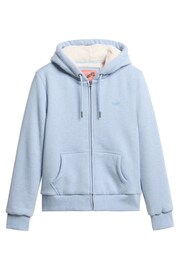 Superdry Blue Fog Marl Essential Borg Lined Zip Hoodie - Image 2 of 3