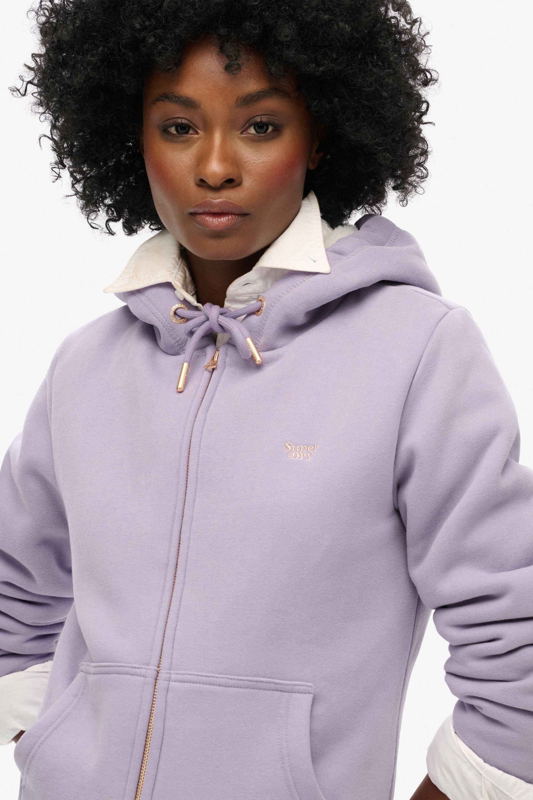 Superdry Brassica Lilac Essential Borg Lined Zip Hoodie