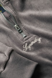 Superdry Rock Dark Grey Country Club Velour Half Zip Hoodie - Image 5 of 5