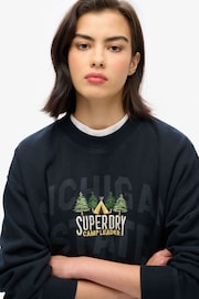 Superdry Eclipse Navy Travel Souvenir Loose Crew Sweat Top - Image 3 of 6