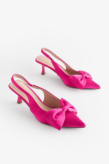 Pink Forever Comfort® Bow Slingback Kitten Heels