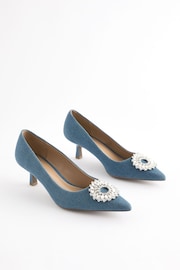 Denim Forever Comfort Jewel Trim Kitten Heels - Image 1 of 6