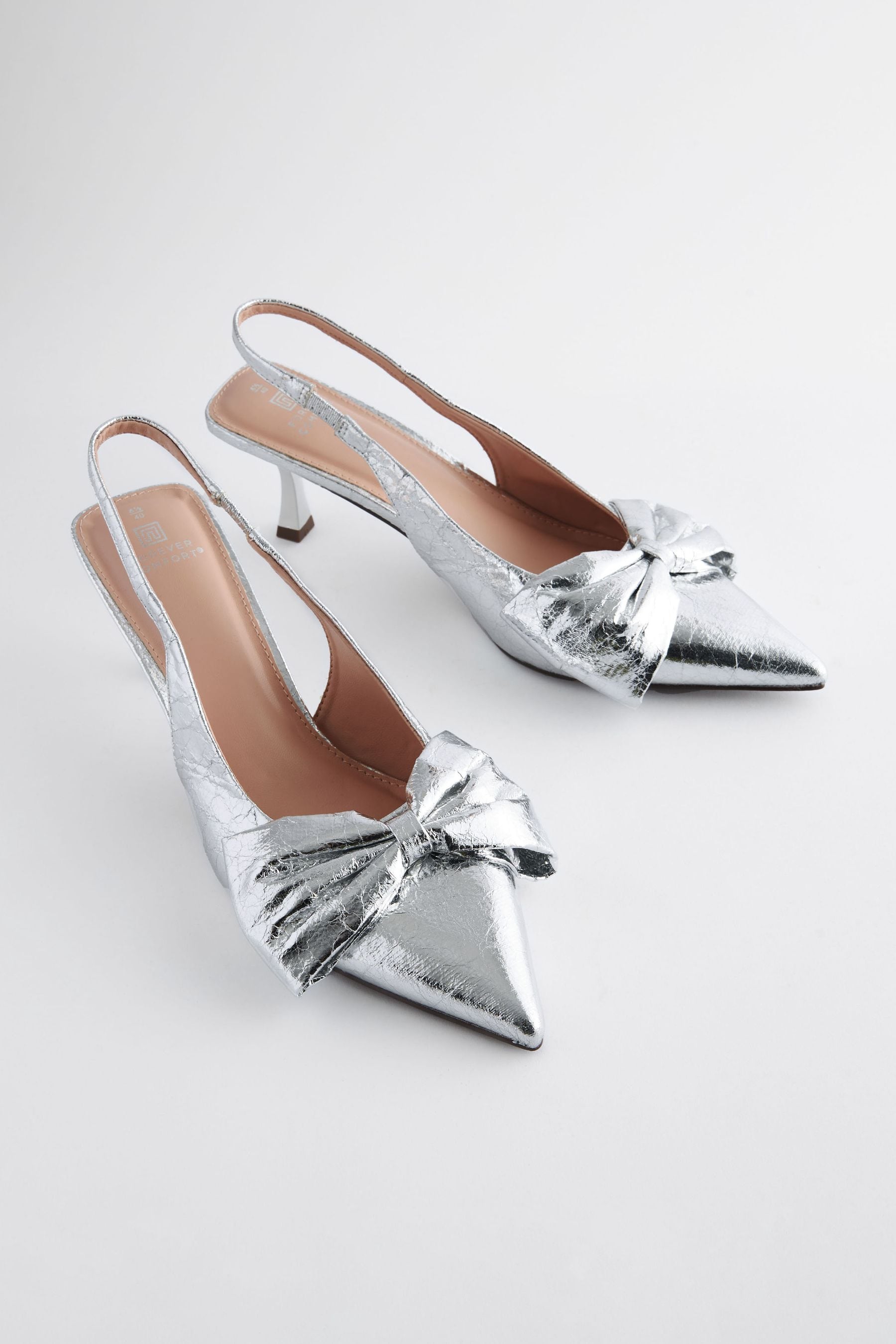 Buy Silver Standard Wide Fit Forever Comfort Bow Slingback Kitten Heels from the Next UK online shop