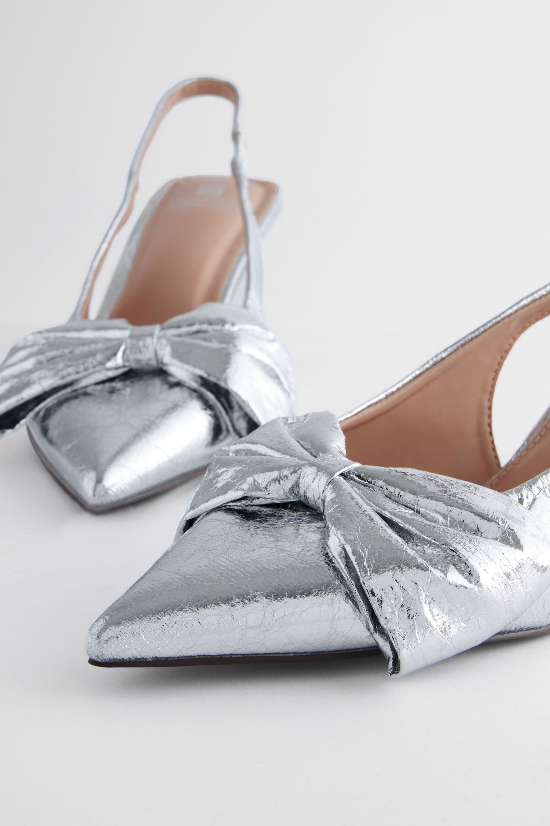 Buy Silver Standard Wide Fit Forever Comfort Bow Slingback Kitten Heels from the Next UK online shop