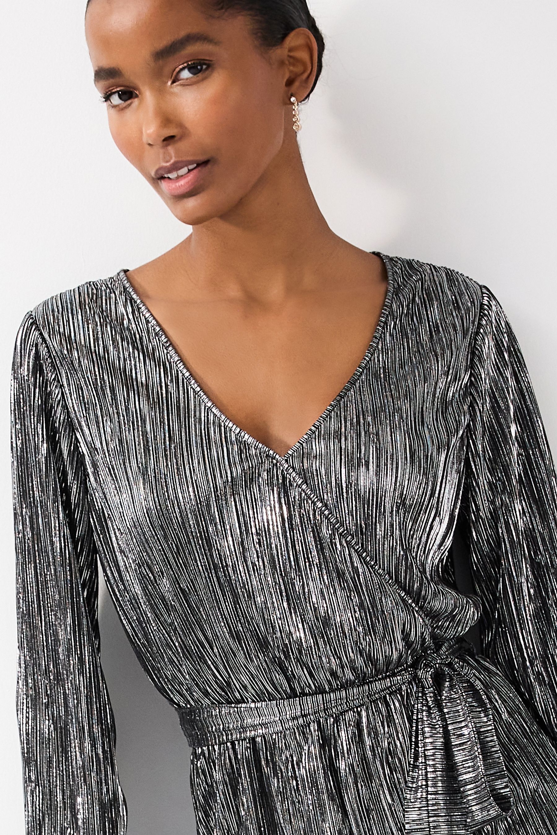 Metallic plisse jumpsuit new arrivals