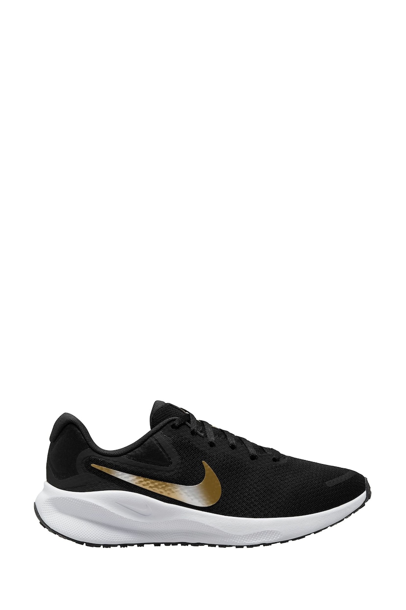Nike Black/Gold Revolution 7 Road Running Trainers - Image 1 of 6
